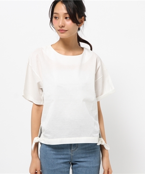 AMERICAN RAG CIE（アメリカンラグシー）の「AMERICAN RAG CIEウレタンコーティングサイドリボンTシャツ/208-LAN-B4956 WH F（Tシャツ/カットソー・レディース・ホワイト/グレー/ブラック・FREE）」の4枚目の写真