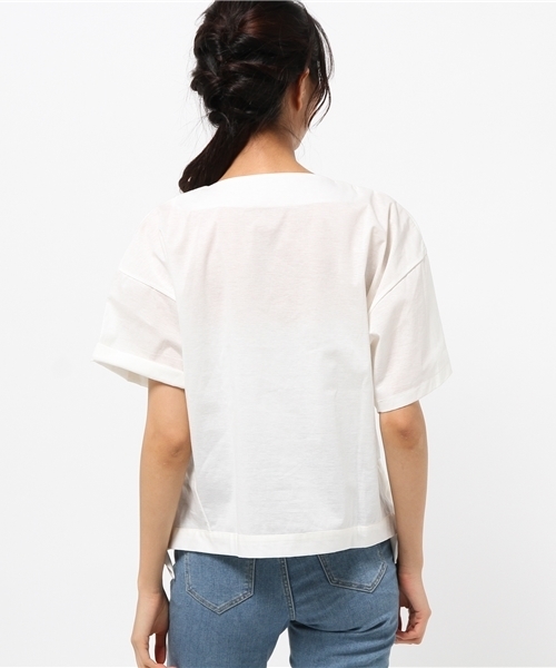 AMERICAN RAG CIE（アメリカンラグシー）の「AMERICAN RAG CIEウレタンコーティングサイドリボンTシャツ/208-LAN-B4956 WH F（Tシャツ/カットソー・レディース・ホワイト/グレー/ブラック・FREE）」の6枚目の写真