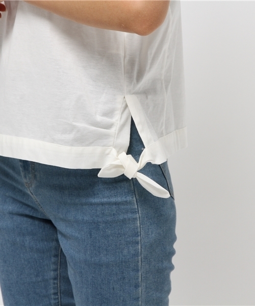 AMERICAN RAG CIE（アメリカンラグシー）の「AMERICAN RAG CIEウレタンコーティングサイドリボンTシャツ/208-LAN-B4956 WH F（Tシャツ/カットソー・レディース・ホワイト/グレー/ブラック・FREE）」の9枚目の写真