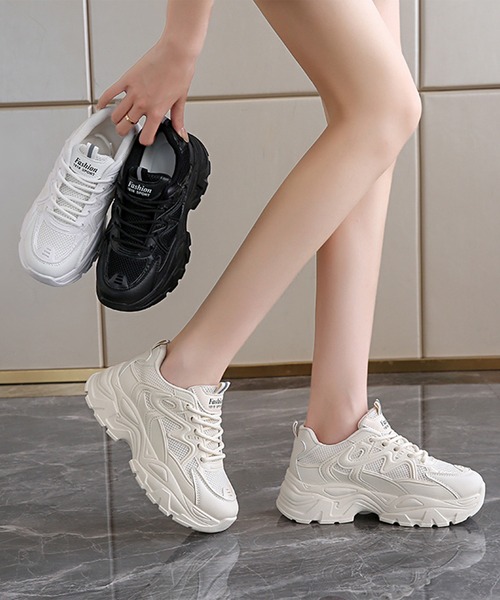 Lace Ladies(レースレディース)の「プルストラップ付き ボリューム メッシュ 厚底 スニーカー(スニーカー・レディース・ホワイト/ブラック/アイボリー・22.5cm/23cm/23.5cm/24cm/24.5cm/25cm)」の16枚目の写真