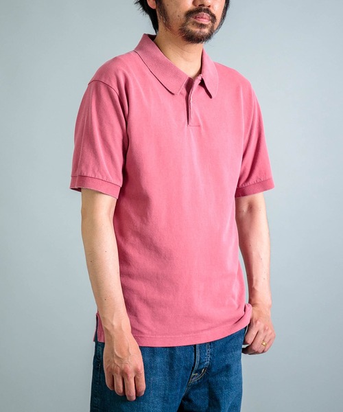 OMNIGOD（オムニゴッド）の「[OMNIGOD mens / オムニゴッド] ギザコットンカノコ ショートスリーブポロシャツ（ポロシャツ・メンズ・ホワイト/ネイビー/ピンク・2/3/4）」の4枚目の写真
