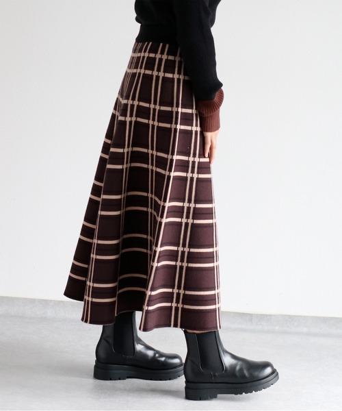 cepo（セポ）の「ジャガードチェックニットフレアースカート（スカート・レディース・ブラック系その他/ブラウン系その他・M）」の7枚目の写真