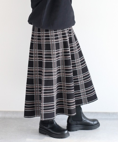 cepo（セポ）の「ジャガードチェックニットフレアースカート（スカート・レディース・ブラック系その他/ブラウン系その他・M）」の19枚目の写真