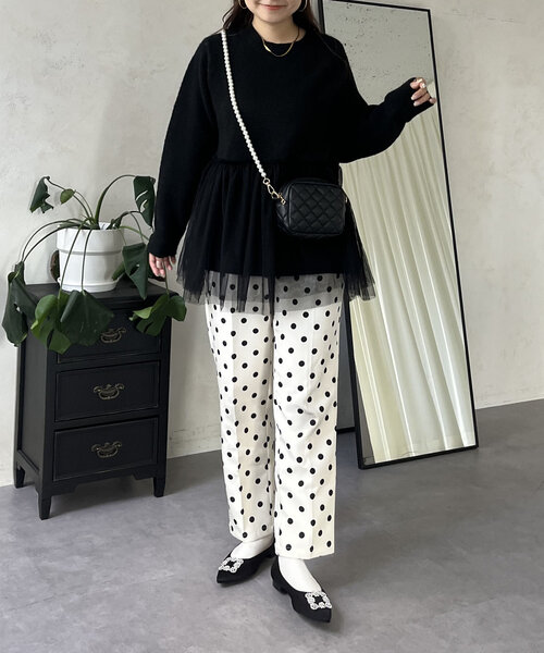 prose verse(プロズヴェール)の「裾チュールニット(ニット/セーター・レディース・アイボリー/ブラック・LARGE/MEDIUM)」の5枚目の写真