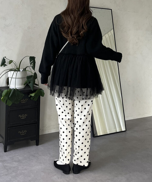 prose verse(プロズヴェール)の「裾チュールニット(ニット/セーター・レディース・アイボリー/ブラック・LARGE/MEDIUM)」の7枚目の写真