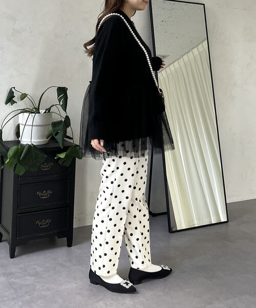 prose verse(プロズヴェール)の「裾チュールニット(ニット/セーター・レディース・アイボリー/ブラック・LARGE/MEDIUM)」の8枚目の写真