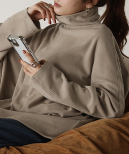 HUG.U(ハグユー)の「発熱ドルマントップス 体感+3.1℃(Tシャツ/カットソー・レディース・オフホワイト/ラベンダー/オレンジ/ベージュ/グレー/ブラック・FREE)」の14枚目の写真