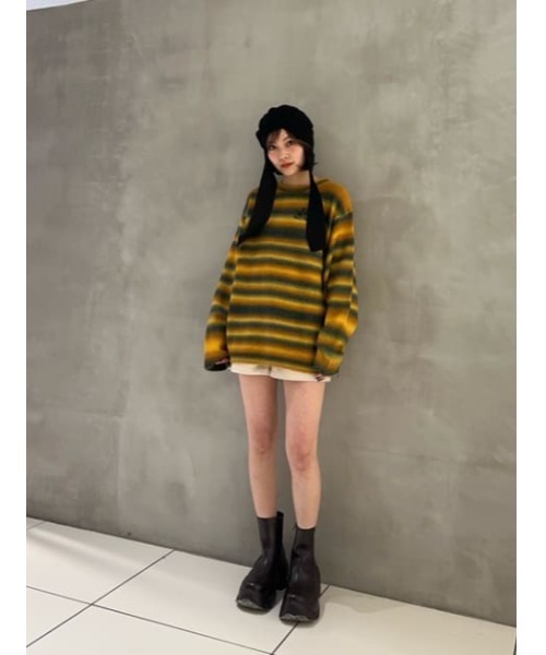 SLY(スライ)の「BERET KNIT BEANIE ベレー ニット ビーニー(ハンチング/ベレー帽・レディース・杢グレー/ブラック・FREE)」の21枚目の写真