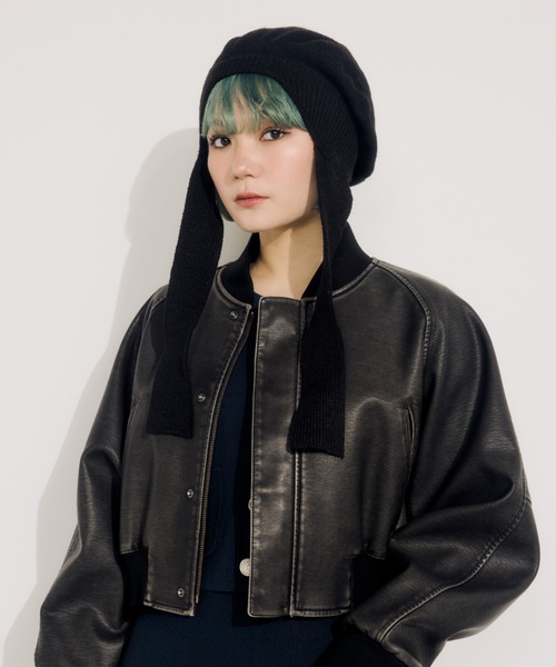 SLY(スライ)の「BERET KNIT BEANIE ベレー ニット ビーニー(ハンチング/ベレー帽・レディース・杢グレー/ブラック・FREE)」の22枚目の写真
