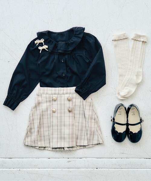 apres les cours（アプレレクール）の「【フォーマル対応】フリル衿ブラウス（シャツ/ブラウス・キッズ・オフホワイト/ブラック・90/100/110/120/130）」の9枚目の写真