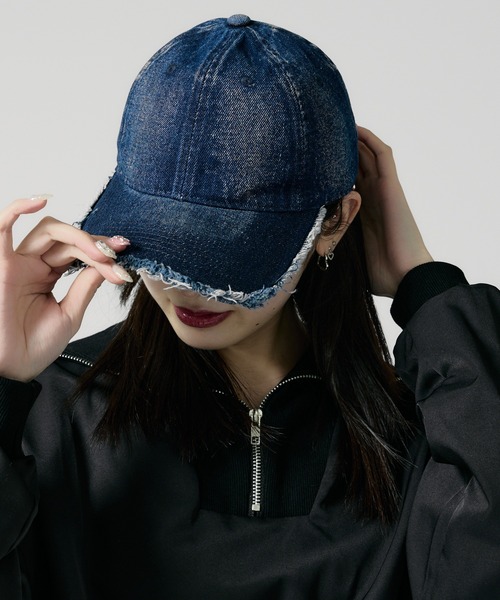 セール】Damage processing Denim Cap / ヴィンテージ風デニムキャップ