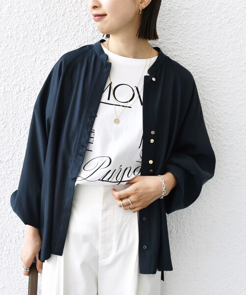 SHIPS for women / シップスウィメン 〈手洗い可能〉メタル ボタン シャンブレー ブラウス セール】〈手洗い可能〉メタル ボタン シャンブレー ブラウス