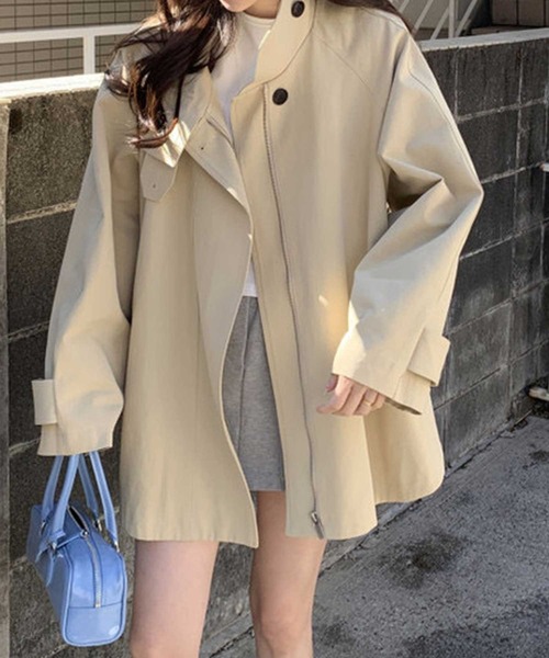 CADBURY（キャドバリー）の「ｼｮｰﾄ丈Aﾗｲﾝﾄﾚﾝﾁｺｰﾄ（トレンチコート・レディース・ブラック/ベージュ・MEDIUM/LARGE）」の9枚目の写真