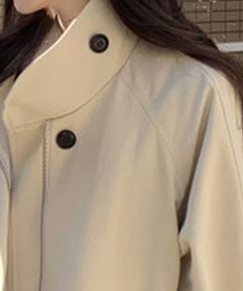 CADBURY（キャドバリー）の「ｼｮｰﾄ丈Aﾗｲﾝﾄﾚﾝﾁｺｰﾄ（トレンチコート・レディース・ブラック/ベージュ・MEDIUM/LARGE）」の8枚目の写真