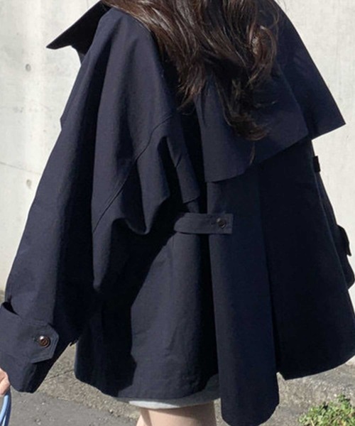 CADBURY（キャドバリー）の「ｼｮｰﾄ丈Aﾗｲﾝﾄﾚﾝﾁｺｰﾄ（トレンチコート・レディース・ブラック/ベージュ・MEDIUM/LARGE）」の4枚目の写真