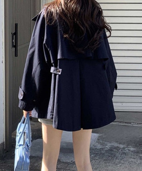 CADBURY（キャドバリー）の「ｼｮｰﾄ丈Aﾗｲﾝﾄﾚﾝﾁｺｰﾄ（トレンチコート・レディース・ブラック/ベージュ・MEDIUM/LARGE）」の5枚目の写真