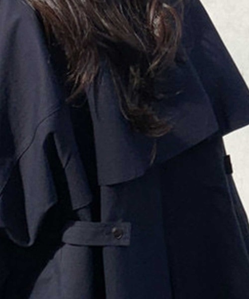 CADBURY（キャドバリー）の「ｼｮｰﾄ丈Aﾗｲﾝﾄﾚﾝﾁｺｰﾄ（トレンチコート・レディース・ブラック/ベージュ・MEDIUM/LARGE）」の3枚目の写真