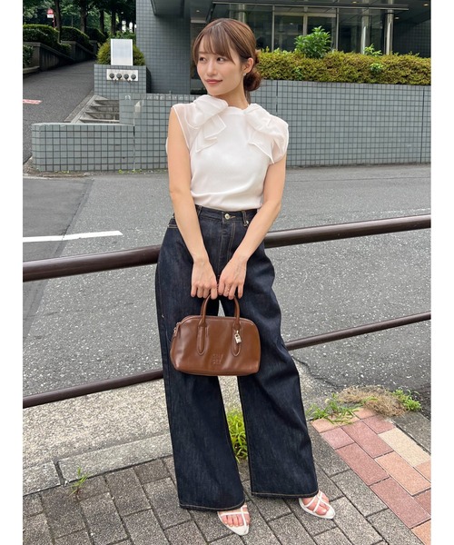 スナイデル リボンスリーブカットソー BLK Fサイズ スナイデル SNIDEL リボンスリーブカットソー （BLK
