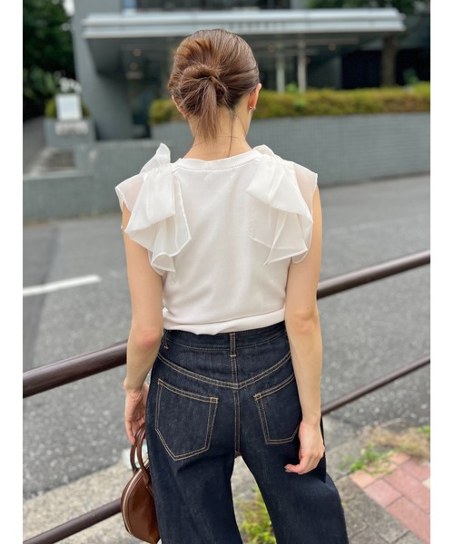SNIDEL（スナイデル）の「リボンスリーブカットソー（Tシャツ 