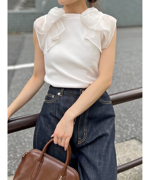 SNIDEL（スナイデル）の「リボンスリーブカットソー（Tシャツ 