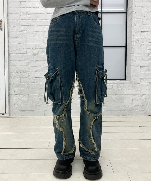 セール】スターダメージワッペン ウォッシュデザイン サイド