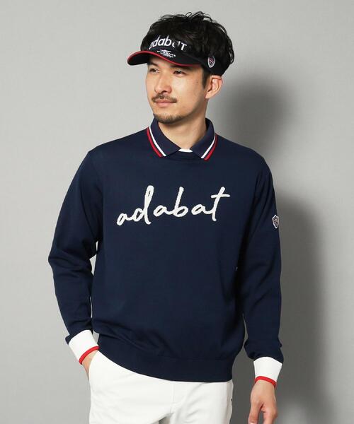 adabat（アダバット）の「【新レーベル ADABAT NAVY】ウォッシャブル素材 アダバットサインロゴニット（ニット/セーター・メンズ・レッド系1/ネイビー・50/48/46）」の2枚目の写真