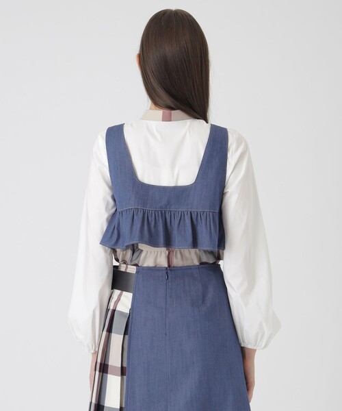 BLUE LABEL CRESTBRIDGE（ブルーレーベルクレストブリッジ）の「スラブシャンブレーデニムショートビスチェ（ベスト・レディース・ダークネイビー/ブルー系その他4・38）」の5枚目の写真