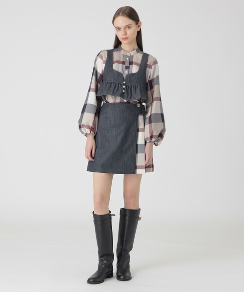 BLUE LABEL CRESTBRIDGE（ブルーレーベルクレストブリッジ）の「スラブシャンブレーデニムショートビスチェ（ベスト・レディース・ダークネイビー/ブルー系その他4・38）」の7枚目の写真