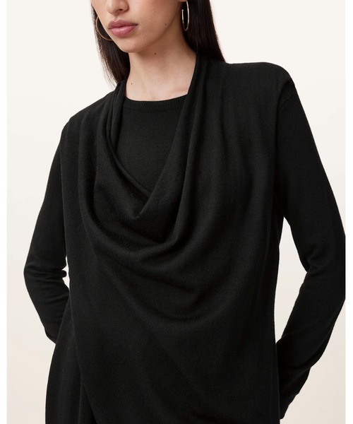 ALLSAINTS(オールセインツ)の「DRINA DRAPED WOOL DRESS | DRINA ドレープ ウール ドレス・ワンピース(ワンピース・レディース・ブラック・XS/S/M)」の9枚目の写真