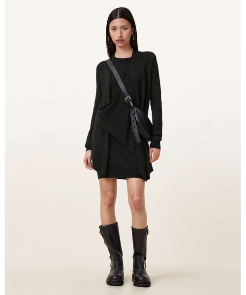 ALLSAINTS(オールセインツ)の「DRINA DRAPED WOOL DRESS | DRINA ドレープ ウール ドレス・ワンピース(ワンピース・レディース・ブラック・XS/S/M)」の6枚目の写真
