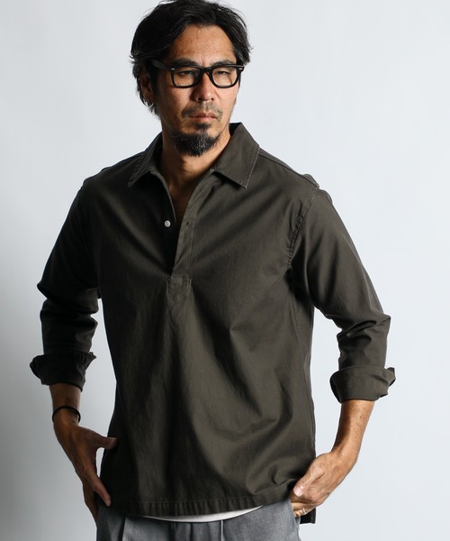 The DUFFER of ST.GEORGE（ザダファーオブセントジョージ）の「【WEB限定アイテム】ECO FRIENDLY DYE SKIPPER SHIRT：製品染め ニュアンスカラー スキッパーシャツ（シャツ/ブラウス・メンズ・チャコールグレー/ダークグリーン/ネイビー・MEDIUM/SMALL/X-LARGE/LARGE）」の6枚目の写真