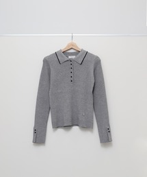 ribbed knit polo / リブニットポロ