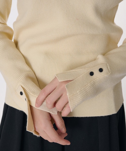 MUHET（ミュエータ）の「ribbed knit polo / リブニットポロ（ポロシャツ・レディース・杢グレー/アイボリー/ブラウン・FREE）」の17枚目の写真