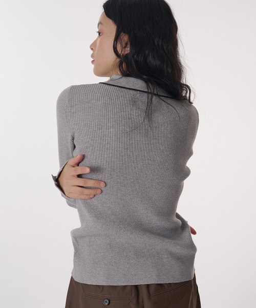 ribbed knit polo / リブニットポロ（ポロシャツ）｜MUHET