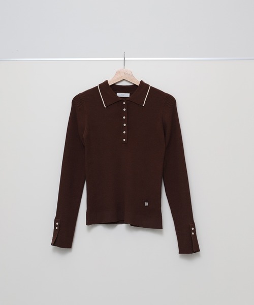 ribbed knit polo / リブニットポロ（ポロシャツ）｜MUHET