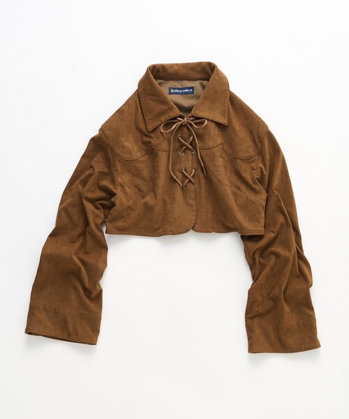 FREAK'S STORE（フリークスストア）の「NAUTICA JEANS CO./ノーティカジーンズ スエーディーボレロトップス（カーディガン/ボレロ・レディース・キャメル/ブラック・ﾌﾘ-）」の6枚目の写真