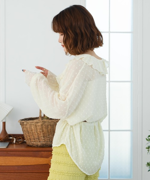 eLur（エラー）の「フリルシフォンブラウス/ドット柄（シャツ/ブラウス・レディース・ホワイト/イエロー・FREE）」の13枚目の写真