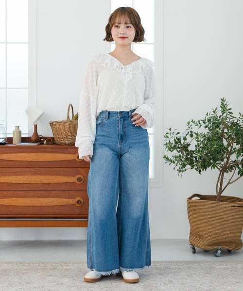 eLur（エラー）の「フリルシフォンブラウス/ドット柄（シャツ/ブラウス・レディース・ホワイト/イエロー・FREE）」の6枚目の写真