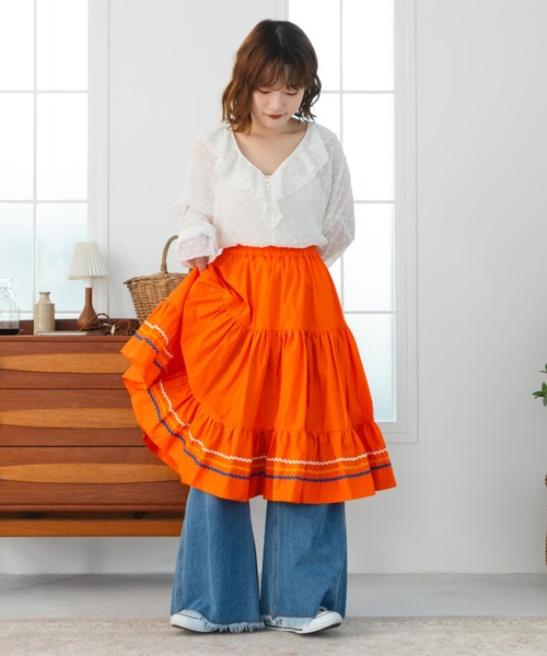 eLur（エラー）の「フリルシフォンブラウス/ドット柄（シャツ/ブラウス・レディース・ホワイト/イエロー・FREE）」の8枚目の写真