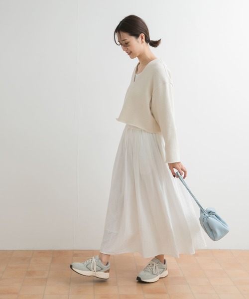 URBAN RESEARCH DOORS(アーバンリサーチドアーズ)の「ミドルインレイVネックプルオーバー(Tシャツ/カットソー・レディース・ネイビー/ホワイト系その他・MEDIUM)」の3枚目の写真