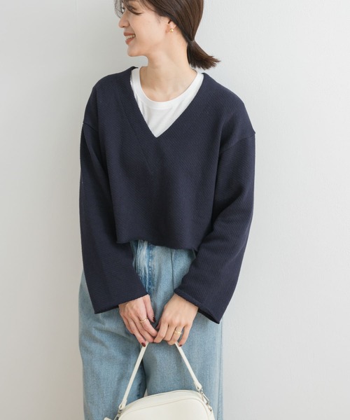 URBAN RESEARCH DOORS(アーバンリサーチドアーズ)の「ミドルインレイVネックプルオーバー(Tシャツ/カットソー・レディース・ネイビー/ホワイト系その他・MEDIUM)」の6枚目の写真