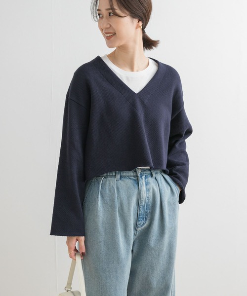 URBAN RESEARCH DOORS(アーバンリサーチドアーズ)の「ミドルインレイVネックプルオーバー(Tシャツ/カットソー・レディース・ネイビー/ホワイト系その他・MEDIUM)」の8枚目の写真