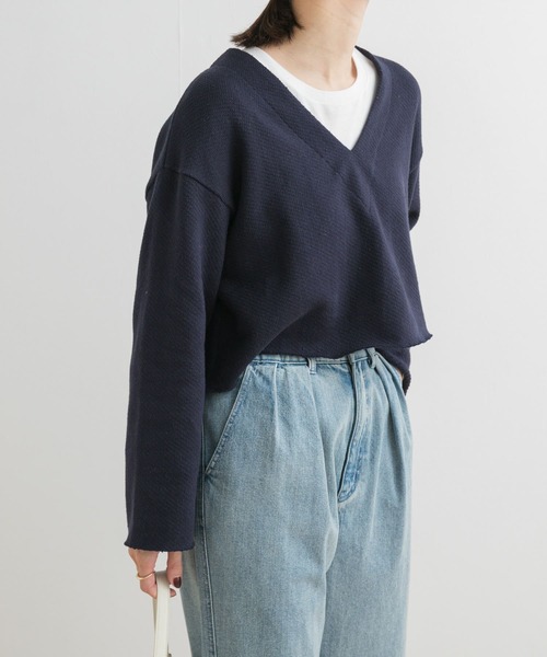 URBAN RESEARCH DOORS(アーバンリサーチドアーズ)の「ミドルインレイVネックプルオーバー(Tシャツ/カットソー・レディース・ネイビー/ホワイト系その他・MEDIUM)」の13枚目の写真