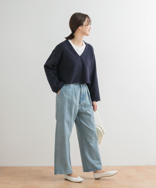 URBAN RESEARCH DOORS(アーバンリサーチドアーズ)の「ミドルインレイVネックプルオーバー(Tシャツ/カットソー・レディース・ネイビー/ホワイト系その他・MEDIUM)」の16枚目の写真
