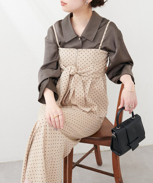 natural couture（ナチュラルクチュール）の「osono2WAYビスチェ付きスカート（スカート・レディース・チャコールグレー/サックスブルー/その他1・LARGE/MEDIUM）」の3枚目の写真