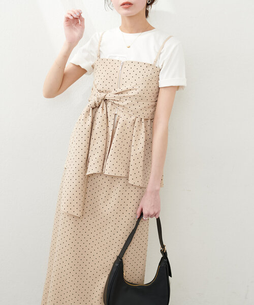 natural couture（ナチュラルクチュール）の「osono2WAYビスチェ付きスカート（スカート・レディース・チャコールグレー/サックスブルー/その他1・LARGE/MEDIUM）」の6枚目の写真