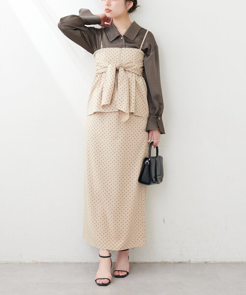 natural couture（ナチュラルクチュール）の「osono2WAYビスチェ付きスカート（スカート・レディース・チャコールグレー/サックスブルー/その他1・LARGE/MEDIUM）」の17枚目の写真