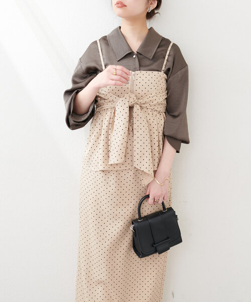 natural couture（ナチュラルクチュール）の「osono2WAYビスチェ付きスカート（スカート・レディース・チャコールグレー/サックスブルー/その他1・LARGE/MEDIUM）」の18枚目の写真