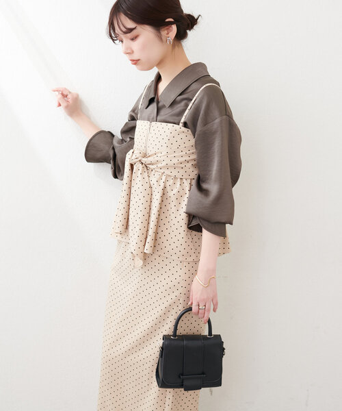 natural couture（ナチュラルクチュール）の「osono2WAYビスチェ付きスカート（スカート・レディース・チャコールグレー/サックスブルー/その他1・LARGE/MEDIUM）」の19枚目の写真