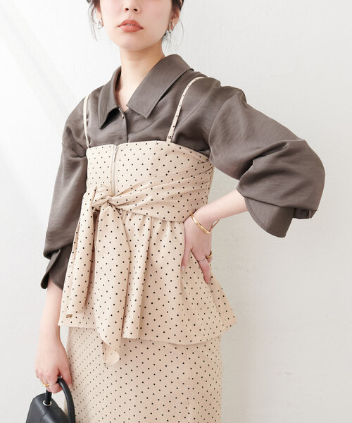 natural couture（ナチュラルクチュール）の「osono2WAYビスチェ付きスカート（スカート・レディース・チャコールグレー/サックスブルー/その他1・LARGE/MEDIUM）」の20枚目の写真